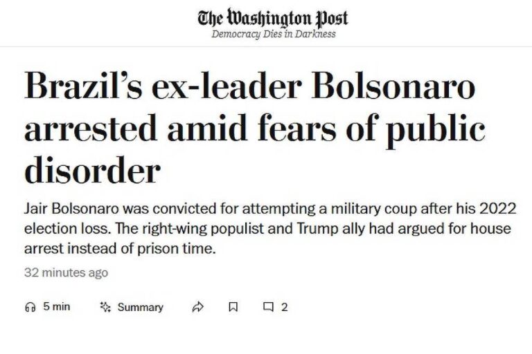 Risco de fuga e medo de desordem pública; veja repercussão internacional da prisão de Bolsonaro risco-de-fuga-e-medo-de-desordem-publica;-veja-repercussao-internacional-da-prisao-de-bolsonaro