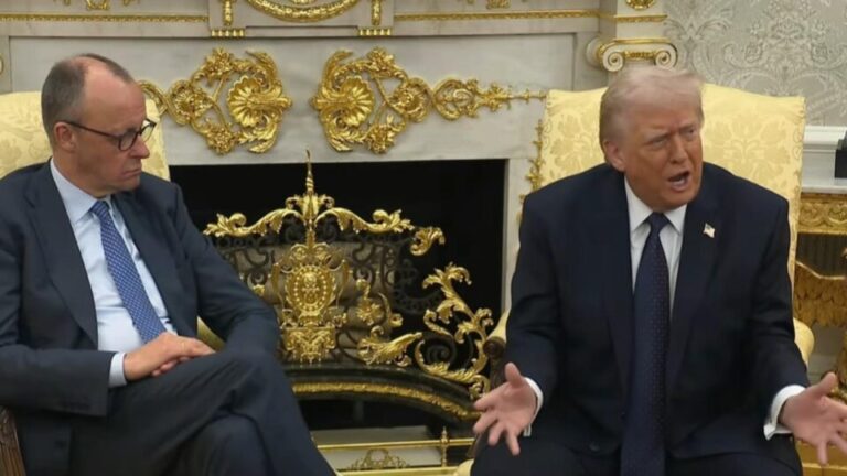 em-coletiva-com-chanceler-alemao,-trump-critica-aliados-europeus-e-avalia-cenarios-para-o-ira