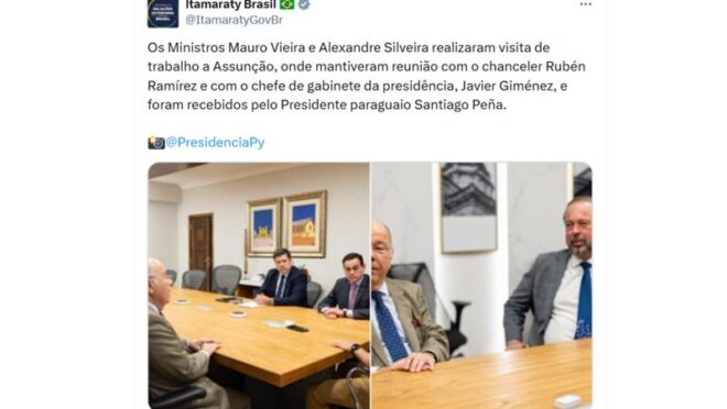 Após reunião com Brasil, Paraguai diz que acordo com EUA não prejudica relação entre países apos-reuniao-com-brasil,-paraguai-diz-que-acordo-com-eua-nao-prejudica-relacao-entre-paises