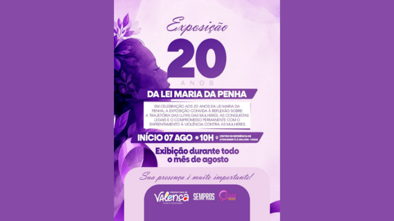 Exposição celebra os 20 anos da Lei Maria da Penha em Valença exposicao-celebra-os-20-anos-da-lei-maria-da-penha-em-valenca